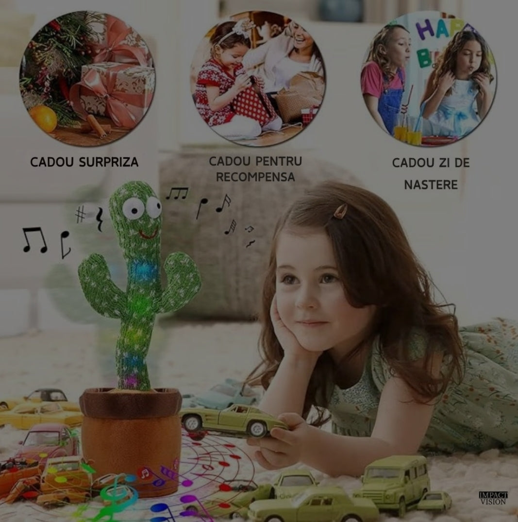 Jucarie Interactiva Cactus Vorbitor si Dansator Ericel, Imita, Canta si Danseaza, cu Acumulator si Cablu USB